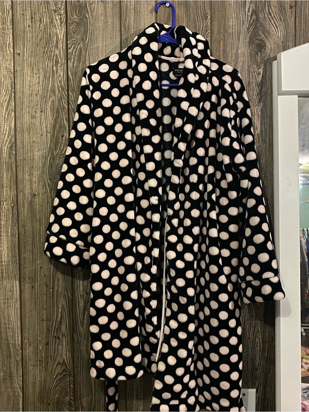 kate spade Black & White Polka Dot Plush Robe